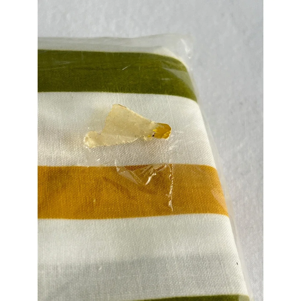 Vintage Cannon Monticello Striped Pillowcases Gold Green White Set of 2 NOS USA